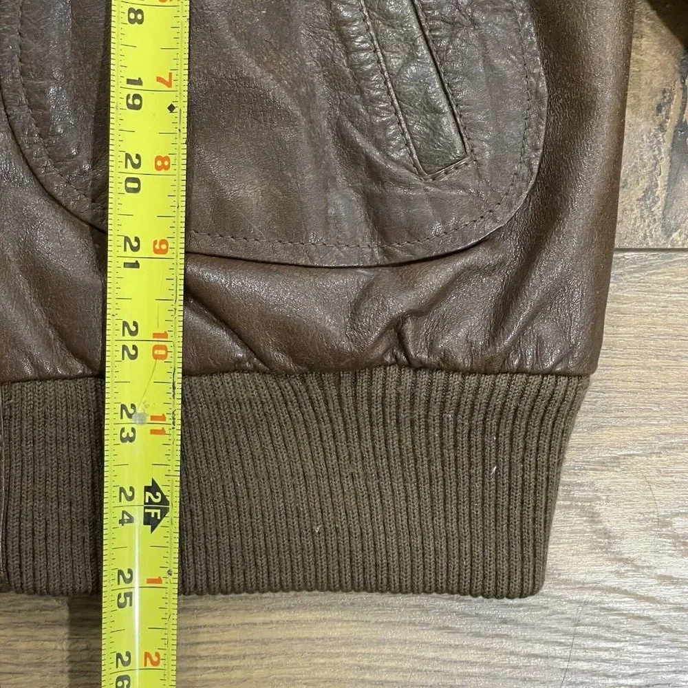 Bechamel Brown Leather Bomber Jacket - Picture 14 of 14